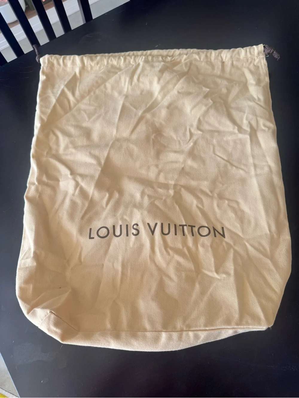 Louis Vuitton Cream Drawstring Dust Bag with Logo
